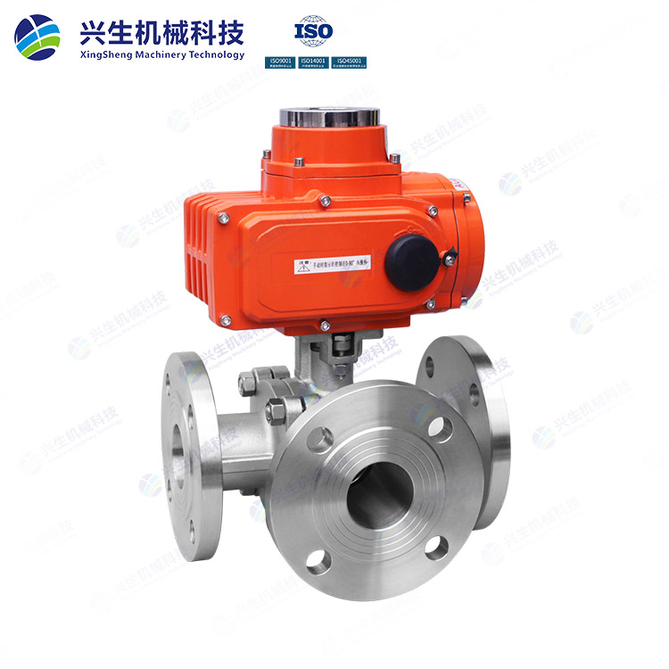 電動三通法蘭球閥